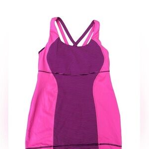 Lululemon Pink Purple Striped Racerback Tank Top Size 6 Athletic Yoga